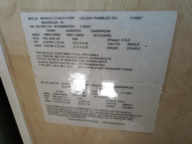 1RF42464582047644 - 2008 ROADMASTER RAIL MONOCOQUE Двухцветный фото 10