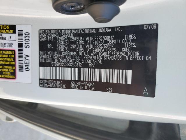 5TDZK22C59S230812 - 2009 TOYOTA SIENNA XLE WHITE photo 13