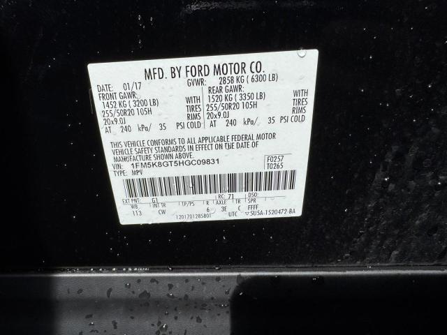 1FM5K8GT5HGC09831 - 2017 FORD EXPLORER SPORT BLACK photo 13