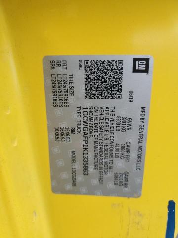 1GCWGAFP1K1335863 - 2019 CHEVROLET EXPRESS G2 Amarillo foto 13