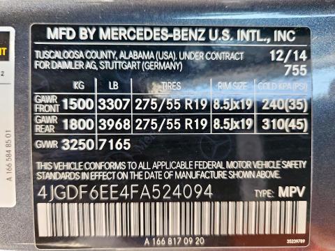 4JGDF6EE4FA524094 - 2015 MERCEDES-BENZ GL 450 4MATIC BLUE photo 13