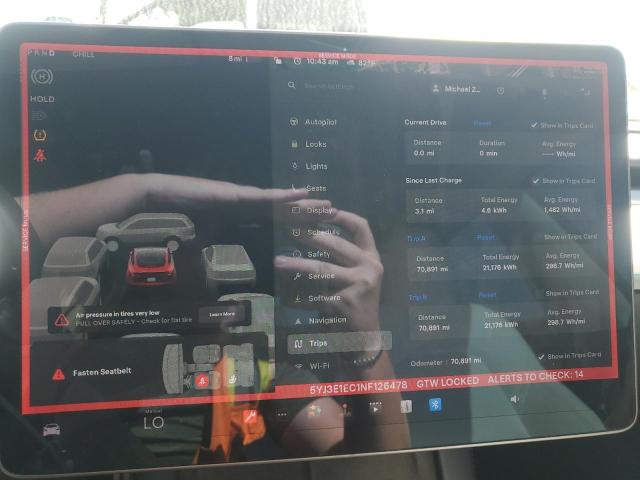 5YJ3E1EC1NF126478 - 2022 TESLA MODEL 3 GRAY photo 9