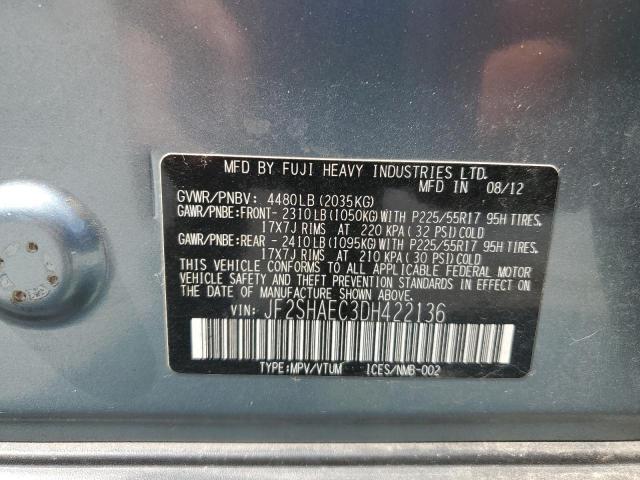 JF2SHAEC3DH422136 - 2013 SUBARU FORESTER LIMITED ტალღისფერი ფოტო 13