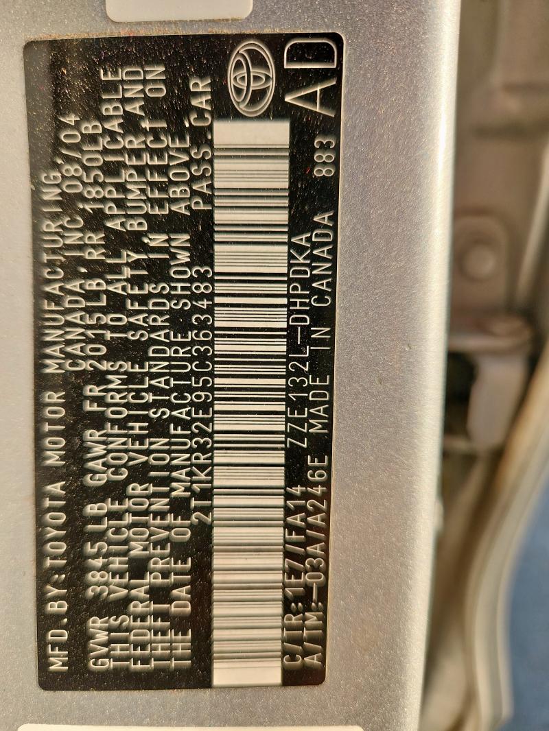 2T1KR32E95C363483 - 2005 TOYOTA MATRIX XR Сріблястий фото 13