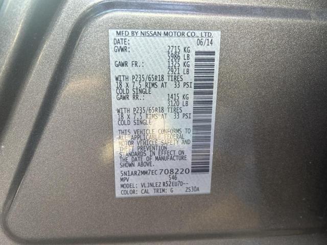 5N1AR2MM7EC708220 - 2014 NISSAN PATHFINDER S BROWN photo 13