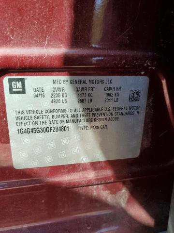 1G4G45G30GF284801 - 2016 BUICK LACROSSE SPORT TOURING RED photo 12