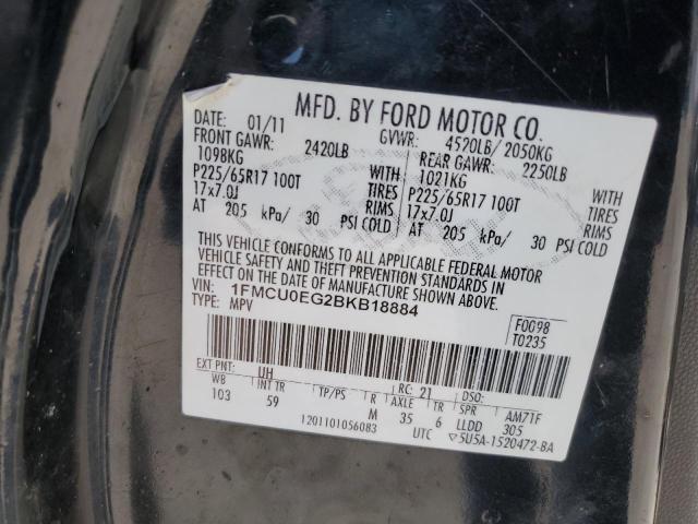 1FMCU0EG2BKB18884 - 2011 FORD ESCAPE LIMITED 黑色 照片 13