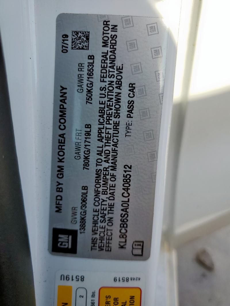 KL8CB6SA0LC408512 - 2020 CHEVROLET SPARK LS 白色 照片 12