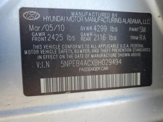 5NPEB4ACXBH029494 - 2011 HYUNDAI SONATA GLS SILVER photo 12