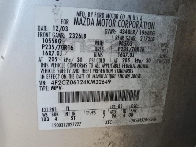 4F2CZ06124KM32649 - 2004 MAZDA TRIBUTE ES 银色 照片 13