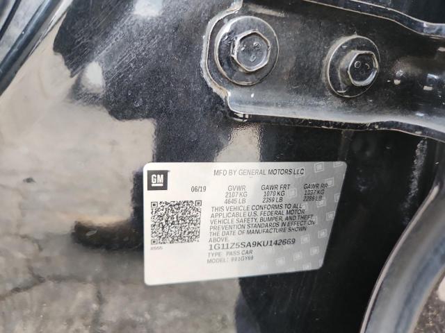 1G11Z5SA9KU142669 - 2019 CHEVROLET IMPALA LT შავი ფოტო 12