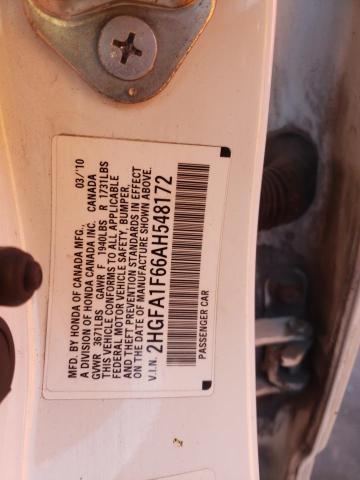 2HGFA1F66AH548172 - 2010 HONDA CIVIC LX-S أبيض صورة 12