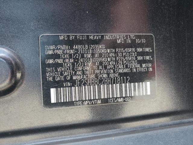 JF2SHBBC2BH718112 - 2011 SUBARU FORESTER 2.5X رمادي صورة 14