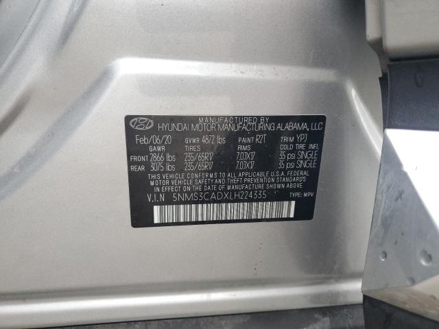 5NMS3CADXLH224335 - 2020 HYUNDAI SANTA FE SEL SILVER photo 13