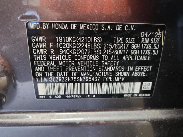3CZRZ2H75SM795437 - 2025 HONDA HR-V EXL GRAY photo 13
