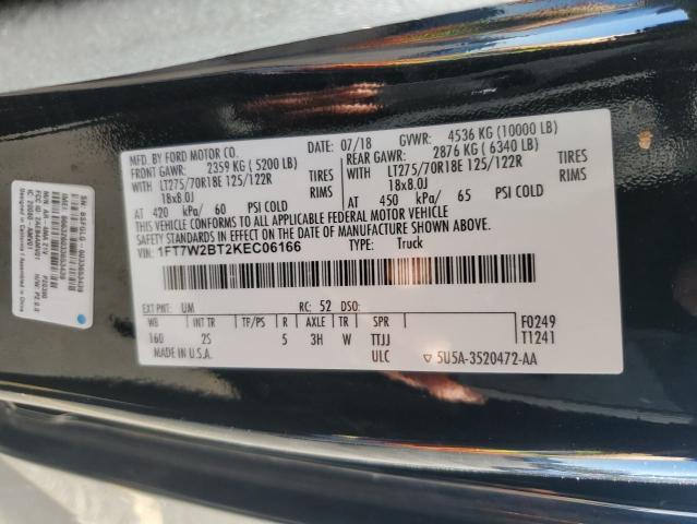 1FT7W2BT2KEC06166 - 2019 FORD F250 SUPER DUTY BLACK photo 12