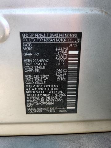 KNMAT2MV7FP561194 - 2015 NISSAN ROGUE S SILVER photo 14