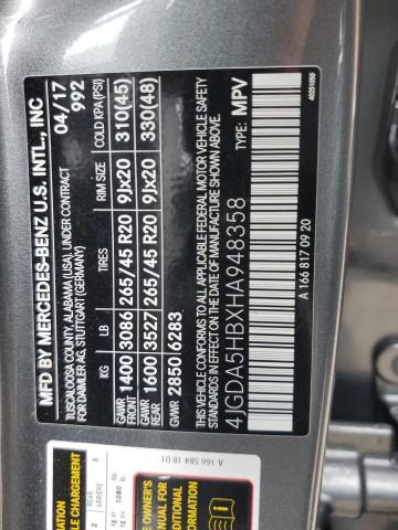 4JGDA5HBXHA948358 - 2017 MERCEDES-BENZ GLE 350 4MATIC GRAY photo 12