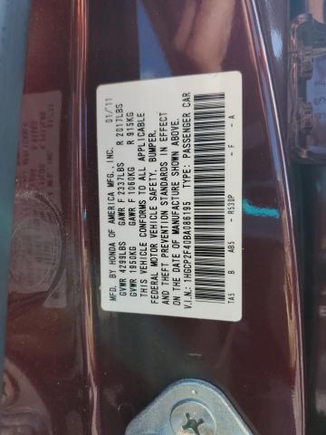 1HGCP2F40BA086195 - 2011 HONDA ACCORD LXP MAROON photo 12