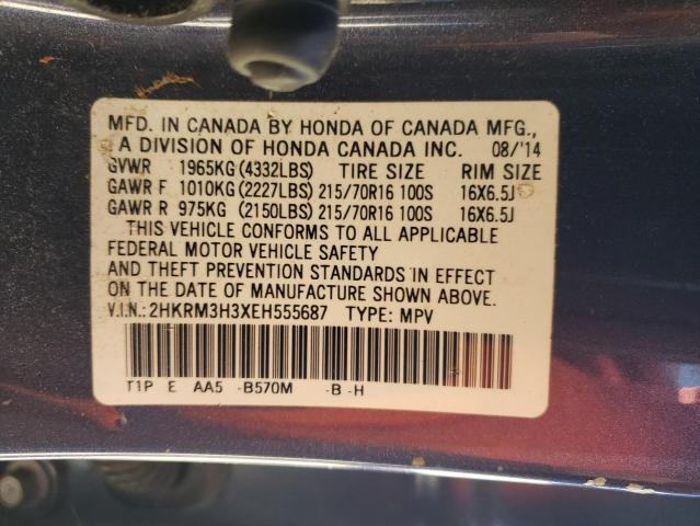 2HKRM3H3XEH555687 - 2014 HONDA CR-V LX BLUE photo 13