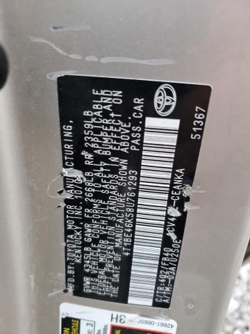 4T1BE46K58U761293 - 2008 TOYOTA CAMRY CE GOLD photo 12