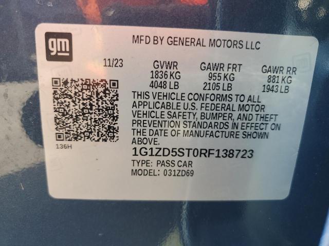 1G1ZD5ST0RF138723 - 2024 CHEVROLET MALIBU LT ლურჯი ფოტო 12