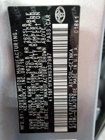 4T1BF1FKXHU307987 - 2017 TOYOTA CAMRY LE SILVER photo 12