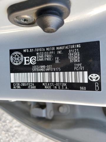 5YFB4MBE4MP078175 - 2021 TOYOTA COROLLA SE 灰色 照片 12