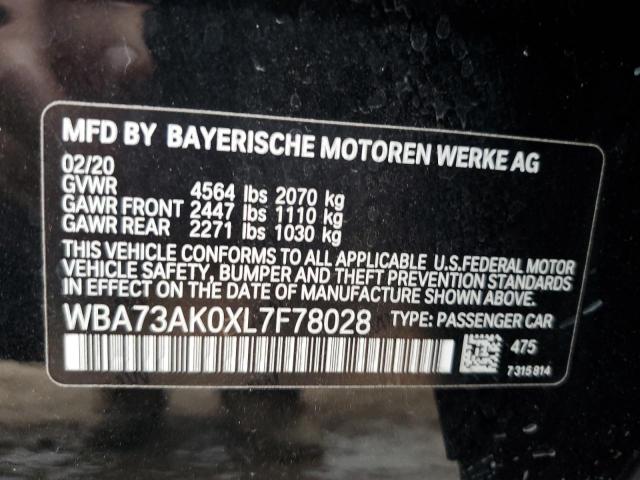 WBA73AK0XL7F78028 - 2020 BMW 228XI Қара фото 13