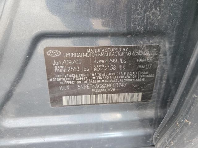 5NPET4AC8AH603747 - 2010 HYUNDAI SONATA GLS BLUE photo 12