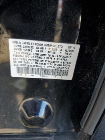 JHMGK5H5XGS000011 - 2016 HONDA FIT LX BLACK photo 12