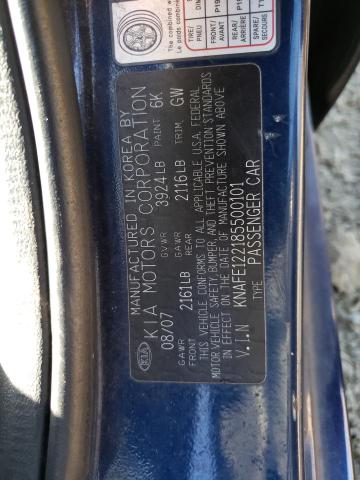 KNAFE122185500101 - 2008 KIA SPECTRA EX BLUE photo 12