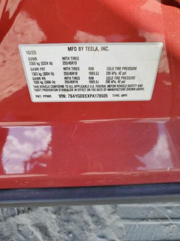 7SAYGDEEXPA178505 - 2023 TESLA MODEL Y 红色 照片 12