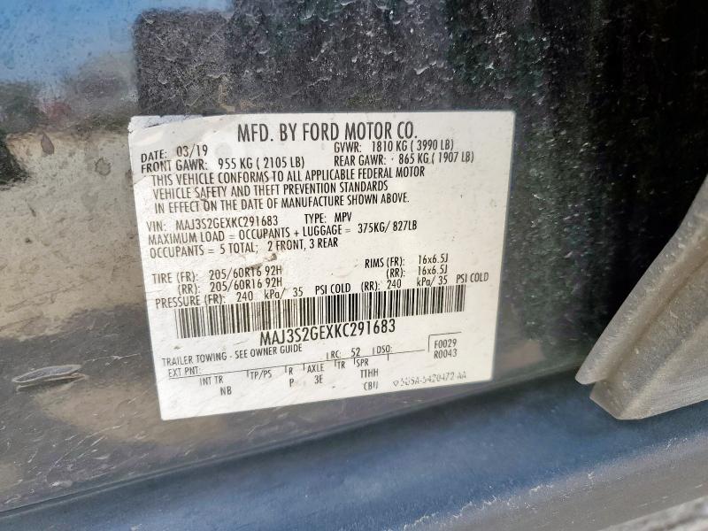 MAJ3S2GEXKC291683 - 2019 FORD ECOSPORT SE Қара фото 12