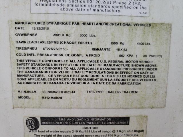 5SFNB3628HE341944 - 2017 HRTL GATEWAY თაფლისფერი ფოტო 10