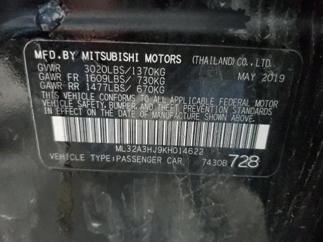 ML32A3HJ9KH014622 - 2019 MITSUBISHI MIRAGE ES შავი ფოტო 12