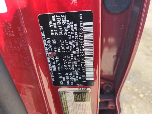 5XYZTDLB2GG366808 - 2016 HYUNDAI SANTA FE S RED photo 13