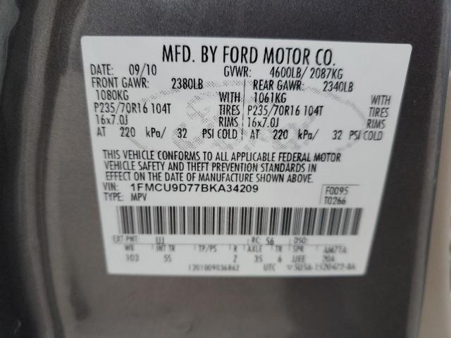 1FMCU9D77BKA34209 - 2011 FORD ESCAPE XLT GRAY photo 13