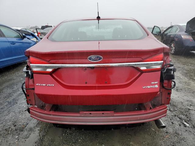 3FA6P0LUXJR172547 - 2018 FORD FUSION SE HYBRID RED photo 6