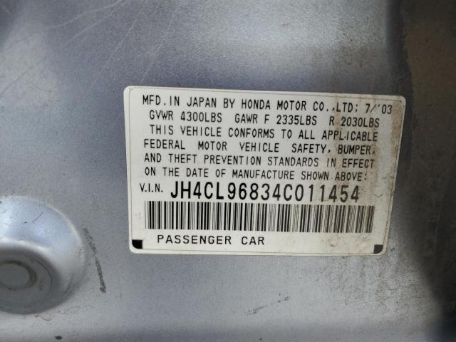 JH4CL96834C011454 - 2004 ACURA TSX BLUE photo 12