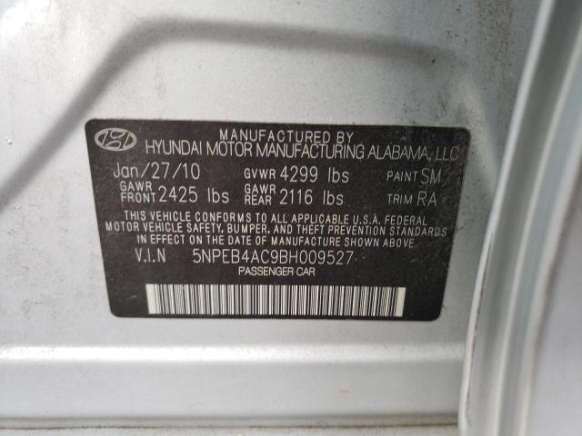 5NPEB4AC9BH009527 - 2011 HYUNDAI SONATA GLS SILVER photo 12