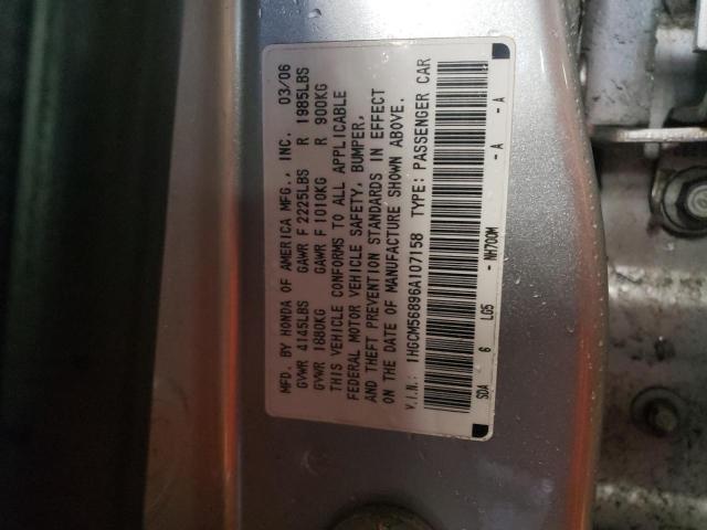 1HGCM56896A107158 - 2006 HONDA ACCORD EX SILVER photo 12