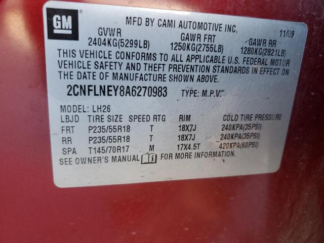 2CNFLNEY8A6270983 - 2010 CHEVROLET EQUINOX LT RED photo 13