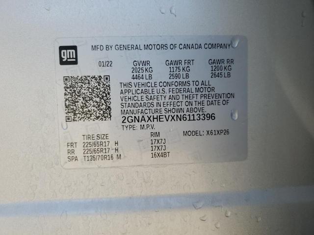 2GNAXHEVXN6113396 - 2022 CHEVROLET EQUINOX LS SILVER photo 12