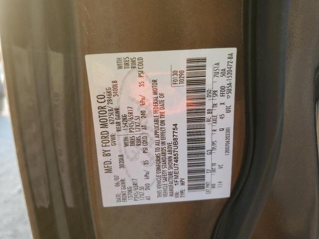 1FMEU74857UB87754 - 2007 FORD EXPLORER EDDIE BAUER BROWN photo 13