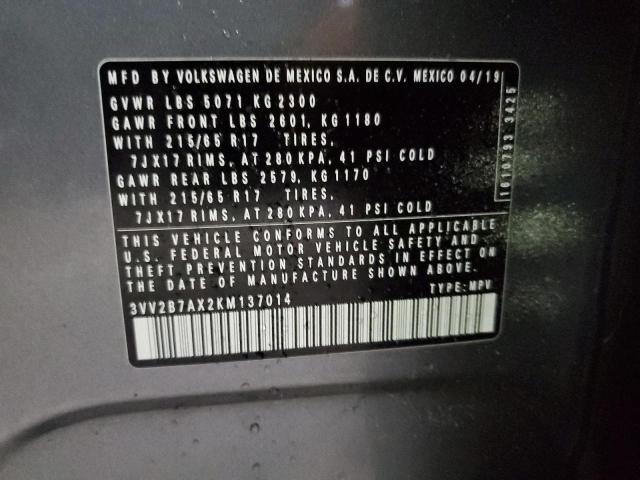 3VV2B7AX2KM137014 - 2019 VOLKSWAGEN TIGUAN SE Grau Foto 13