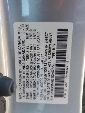 2HKRM4H71DH625276 - 2013 HONDA CR-V EXL SILVER photo 13