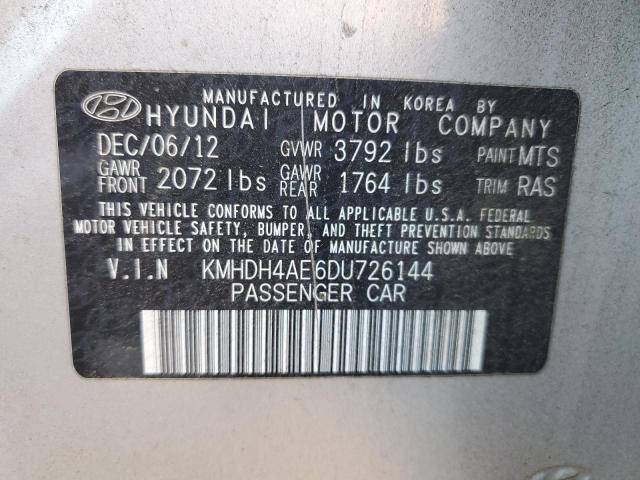 KMHDH4AE6DU726144 - 2013 HYUNDAI ELANTRA GLS SILVER photo 12