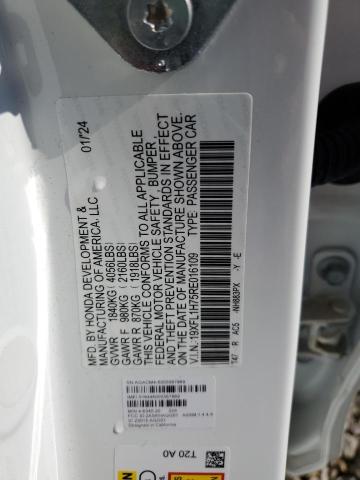 19XFL1H75RE016109 - 2024 HONDA CIVIC EXL WHITE photo 12