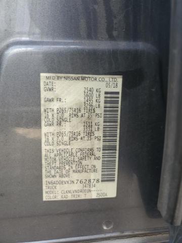 1N6AD0EVXJN762878 - 2018 NISSAN FRONTIER S GRAY photo 13